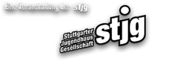 Das stjg-Banner mit weißer Schrift und schwarzer Umrandung